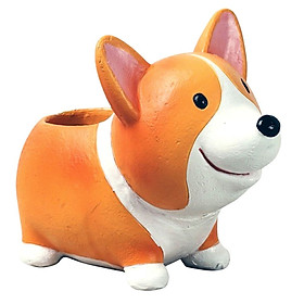 Chậu Cây Hình Chú Chó Corgi Chân Ngắn Đứng Trồng Sen Đá Xương Rồng Để Bàn Làm Việc Văn Phòng