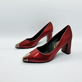 Giày cao gót nữ đẹp đế vuông 7 phân hàng hiệu rosata hai màu đen đỏ ro352