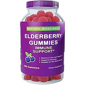 Sambucus Elderberry Gummies Family Size, 180 Gummies, for Children & Adults, with Vitamin C, Zinc & Black Elderberry Extract, Natural Herbal Supplement with Plant Pectin, Immune Support, Great Taste
