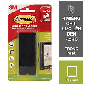 Bộ 8 Miếng dán treo tranh Command 3M tải trọng 7.2kg độ bền cao, bám cực chắc, tháo cực dễ - Black,Combo 2 vỉ