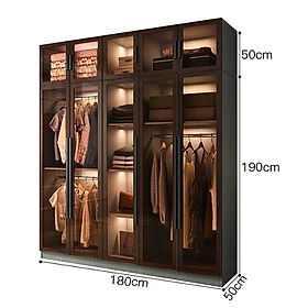 Mua  Miễn phí lắp đặt & vận chuyển - Trả góp 0%  Tủ quần áo cánh kính đẹp hiện đại Tặng kèm đèn Led cảm ứng 1 chạm thương hiệu Ohaha - TCK007