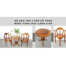Mua Bộ Bàn Trà 2 Ghế Gỗ Tràm Bông Vàng Màu Cánh gián    Bộ Bàn Ghế Phòng Ngủ Khách Sạn   Bàn Uống Trà 2 Ghế