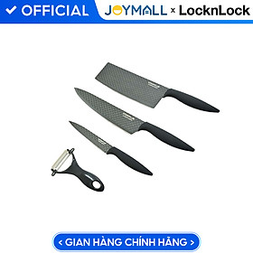 Bộ dao 4 món chống dính LocknLock CKK104S4, Hàng chính hãng, thép không gỉ, 3 dao 1 lưỡi bào - JoyMall