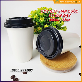 Mua 50 cốc giấy CÓ NẮP 360ml size 12OZ cao cấp