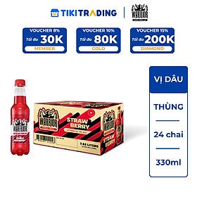 Thùng 24 Chai Nước Tăng Lực Có Gas Warrior Vị Dâu 330ml