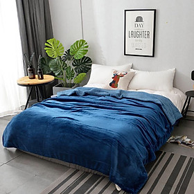 Mua Chăn Lông Cừu 2 Lớp Xuất Hàn - Xanh Dương