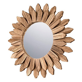 Wall Mounted Mirror Wooden Round Makeup Mirror for Office Hallway Home Decor