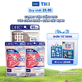 Combo Viên Uống DHC Tóc Chắc Khoẻ - Giảm Gãy Rụng 60 Ngày (Kẽm 60 viên & Biotin 60 viên)