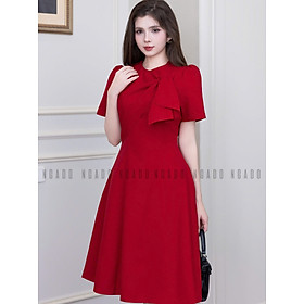 Đầm đỏ xoắn vai NGADO , đầm dự tiệc , đầm công sở