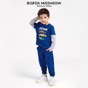 Bộ bé trai BIGFOX - MISS MEOW thu đông, bộ dài tay cho bé phong cách Âu Mỹ hình ô tô 10 - 26 kg