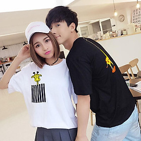 Áo thun tay lỡ unisex Stee hươu cao cổ Unisex 3 size M L XL chất liệu vải cotton Ngầu Unisex aothununisex