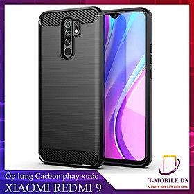 Ốp lưng cho Xiaomi Redmi 9 dẻo Cacbon phay xước chống sốc chống vân tay