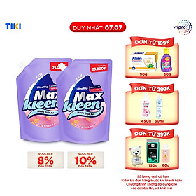 Combo 2 Túi Nước Giặt Xả Maxkleen Hương Hoa Nắng (2.4kg/túi)