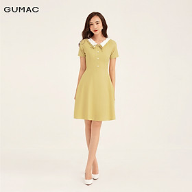 Đầm cổ lật trắng nơ GUMAC DB106