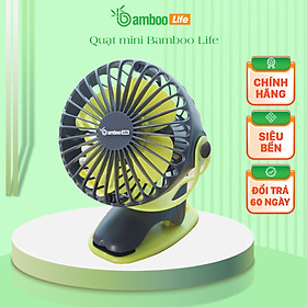 Quạt mini cầm tay để bàn xoay 360 độ Bamboo Life hàng chính hãng Quạt sạc USB đa năng dùng để kẹp nôi, kẹp xe đẩy cho bé, cầm tay, để bàn văn phòng, kẹp xe ô tô - vàng chanh - Bố Ki