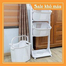 Kệ đựng đồ đa năng SIÊU BỀN nhựa plastic, kệ 3 tầng có bánh xe