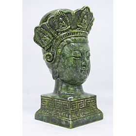 Tượng Đầu Phật Bà bằng đá xanh cao 16cm