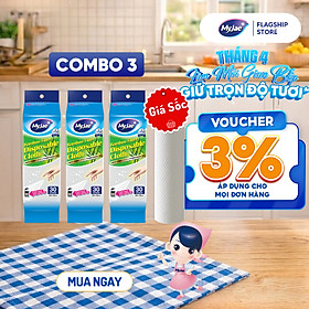 Combo 3 Khăn lau sợi tre MyJae lau chùi tiện lợi, đánh bay dầu mỡ 20cm x 25cm (30 Tờ/Bịch)