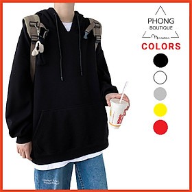 Áo mũ Hoodie Unisex nỉ bông trơn basic cặp đôi nam nữ Oversize Ulzzang Hàn Quốc thu đông form rộng 5 MÀU