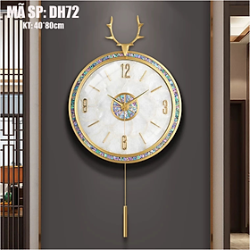 Đồng hồ treo tường KHẢM TRAI cao cấp viền đồng thau - Đồng hồ quả lắc đẹp - Đồng hồ phòng khách - Mã DH72