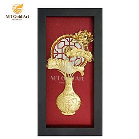 Tranh Bình Hoa Sen Dát Vàng 24k ( 13×26 cm) MT Gold Art- Hàng chính hãng, trang trí nhà cửa, phòng làm việc, quà tặng sếp, đối tác, khách hàng, tân gia, khai trương 