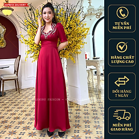 Hình ảnh Váy Đầm Dạ Hội Nữ Hoàng Đỏ Đô Đính Đá Pha Lê Rosaleen Dress