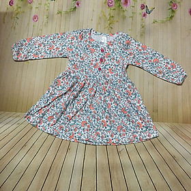 Váy đầm dài tay cho bé gái size 1-7 chất cotton (Giao màu ngẫu nhiên)