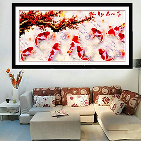 Mua Tranh đính đá CỬU NGƯ QUẦN HỘI 128x66cm tự đính