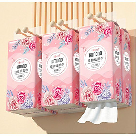 COMBO 6 GÓI KHĂN RÚT ĐÁY KIMONO HOA HỒNG 4 LỚP CAO CẤP TẶNG KÈM 2 MÓC TREO