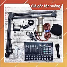 Mua Bộ livestream Thu Âm mic AQ220 Sound card H9 autu-tune có Bluetooth Chân kẹp mic