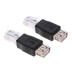 2Pcs USB Type A Female To  Male Ethernet LAN Network Socket Plug Adapter