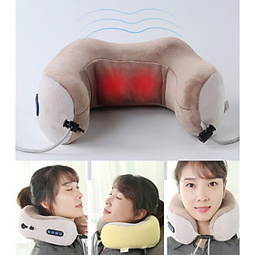Mua Gối Massage Trị Liệu Vai  Cổ  Gáy Chữ U Thông Minh 3 Chế Độ Dùng Pin Sạc