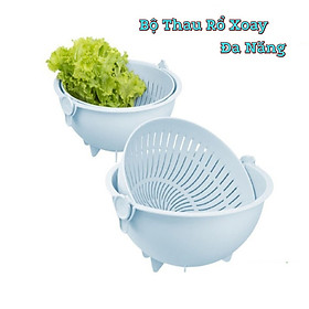 Mua Bộ thau rổ xoay 180 độ size 28cm nhựa dẻo Nhật Bản loại cao cấp chắc chắn đựng rau củ quả sang trọng phủ Ag+ kháng khuẩn  rổ nhựa đồ dùng nhà bếp - giao màu ngẫu nhiên