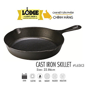 Mua Chính hãng LOGDE - MỸ  Chảo gang đúc chính hãng Lodge 23 cm - L6SK3. Chảo dùng nướng  chiên  xào  áp chảo thực phẩm