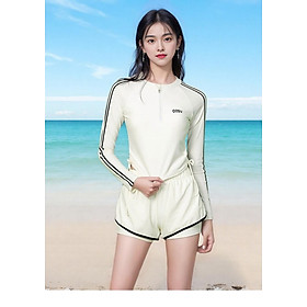 Bikini đồ bơi nữ kín đáo đồ bơi nữ tay dài-quần đùi - Be