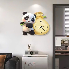 Mua (ẢNH CHỤP THẬT)Tranh đồng hồ đèn led tráng gương gấu trúc dễ thương 6 kèm đinh treo