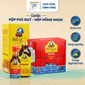 2 Combo hộp 6 chai 50ml Phú Quý 43 độ và hộp 2 chai 500ml Hồng Ngọc 40 độ nước mắm truyền thống Phú Quốc Thịnh Phát