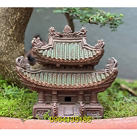 Mua Tiểu cảnh chùa 2 mái xanh h22cm gốm sứ Bát Tràng