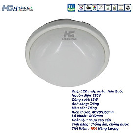 Đèn Led Chống Ẩm-Đèn Led Kho Lạnh 15w Acrylic Tròn Viền Trắng Ánh Sáng Trắng