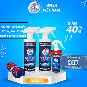 [CHÍNH HÃNG] 2 CHAI 500ML: XWash - Xịt tẩy rửa, khử mùi nội thất ô tô KHÔNG HÓA CHẤT - Tặng khăn lông cừu cao cấp