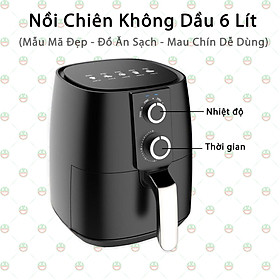Mua  Sức Khỏe  Nồi Chiên Không Dầu KhoNCC Hàng Chính Hãng Ca mel 6Lít Cho Bữa Ăn Sạch - An Toàn - Nấu Nhanh Dễ Dùng - KLM-NCCM6L (Đen  X.Lá)