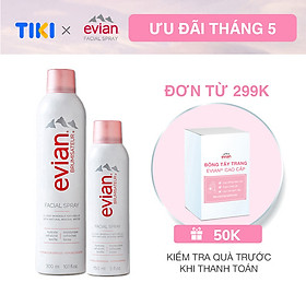 Combo 2 xịt khoáng cấp ẩm và làm dịu da Evian 300ml  150ml