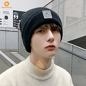 Mũ len nam lót nhung dày dặn phong cách Hàn Quốc trẻ trung - Nón len giữ ấm đầu chống lạnh đạp xe chạy bộ mới