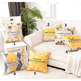 Mua Vỏ gối tựa lưng sofa trang trí set Vàng Xám size 45 x 45cm