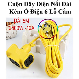 Mua Cuộn Dây Điện Nối Dài Kèm Ổ Điện 6 Lỗ Cắm Dây Dài 5M Công Suất 2500W