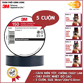 Băng keo điện PVC 3M Temflex 150 18mm x 20m 3M-BK150 - Chống cháy, cách điện tốt, chịu nhiệt cao, sử dụng linh hoạt