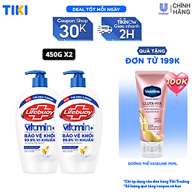 Combo 2 Nước Rửa Tay Lifebuoy Chăm Sóc Da Giúp Dưỡng ẩm Mềm Mại Và Bảo Vệ Khỏi 99.9% Vi Khuẩn Trên Tay Chai 450G