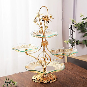 Mua Khay thủy tinh 3 tầng đựng hoa quả  bánh kẹo  các loại hạt khô viền & đế kim loại decor trang trí bàn ăn  tiệc buffet