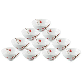 Bộ 10 Cái Chén Cơm 11cm Hồng Mai Gốm Sứ Minh Long