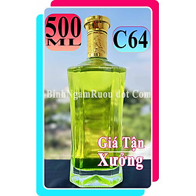 Mua C64 Chai Đựng Rượu Thủy Tinh Dáng Trụ Nắp Vàng Sang Trọng - Cao Cấp 500ml - Đẹp Cao Cấp - Nắp Kín Thủy Tinh Trong - Quà Biếu Sang Trọng